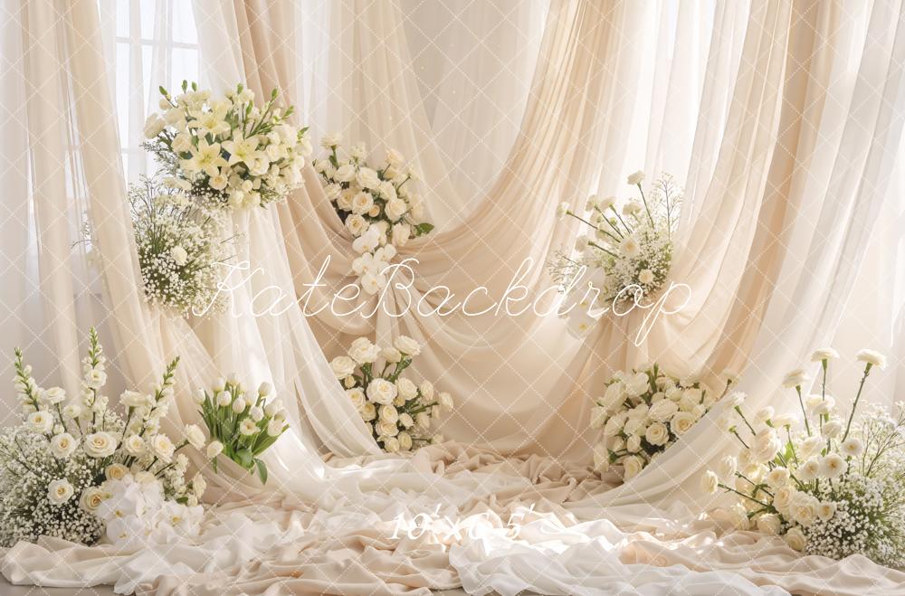 Kate Wedding Ivory Flowers Sheer Curtains Backdrop Designed by Mini MakeBelieve - Image 7