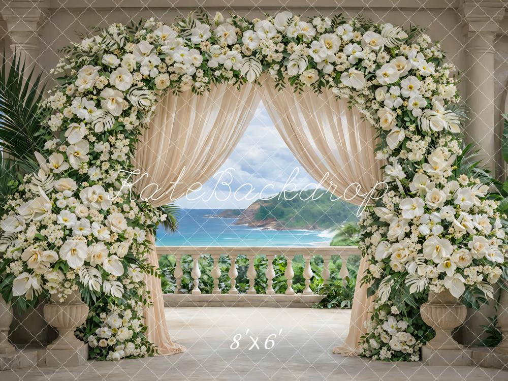 Kate Wedding Ocean View Cream Garland Backdrop Designed by Mini MakeBelieve - Image 3