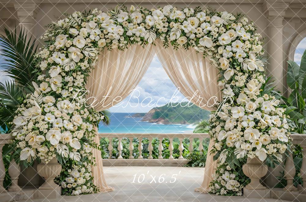 Kate Wedding Ocean View Cream Garland Backdrop Designed by Mini MakeBelieve - Image 4