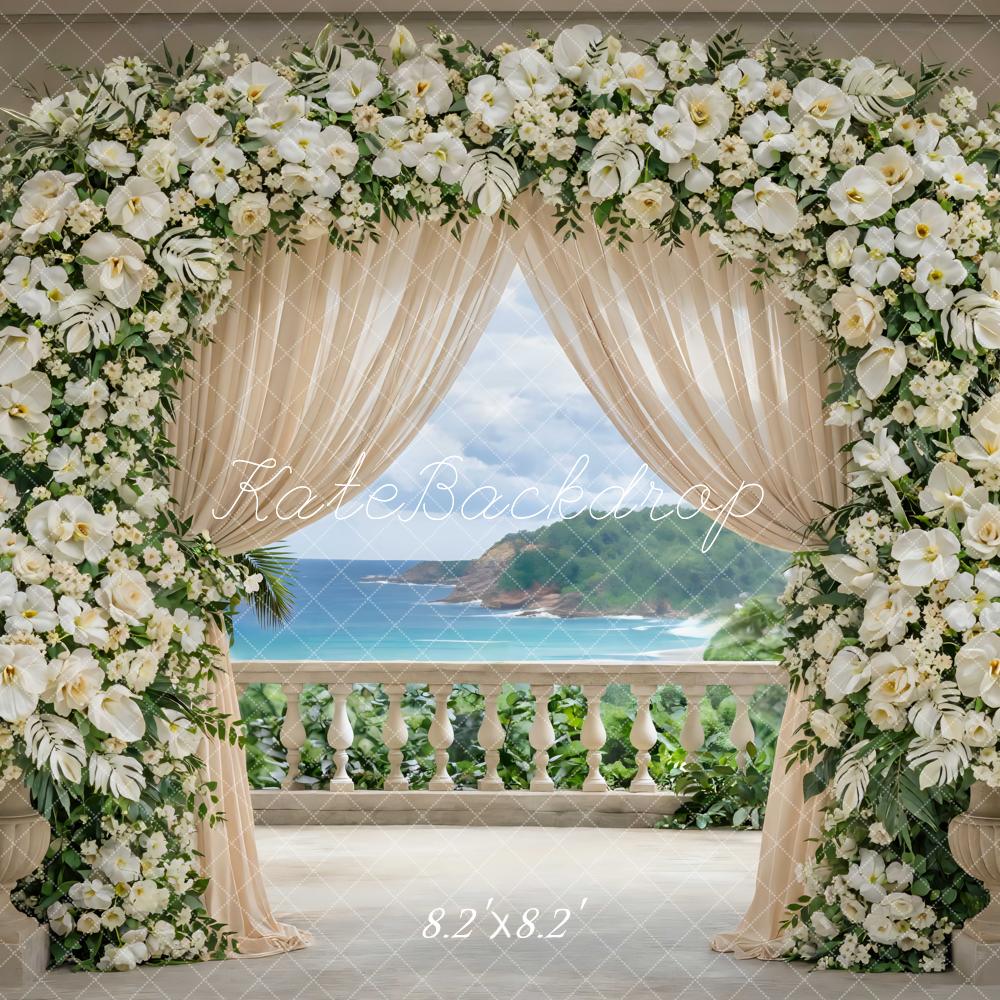 Kate Wedding Ocean View Cream Garland Backdrop Designed by Mini MakeBelieve - Image 5