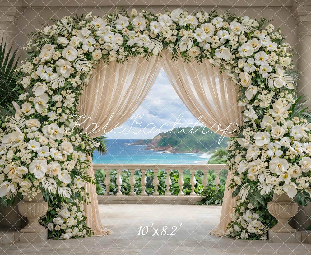 Kate Wedding Ocean View Cream Garland Backdrop Designed by Mini MakeBelieve - Image 6