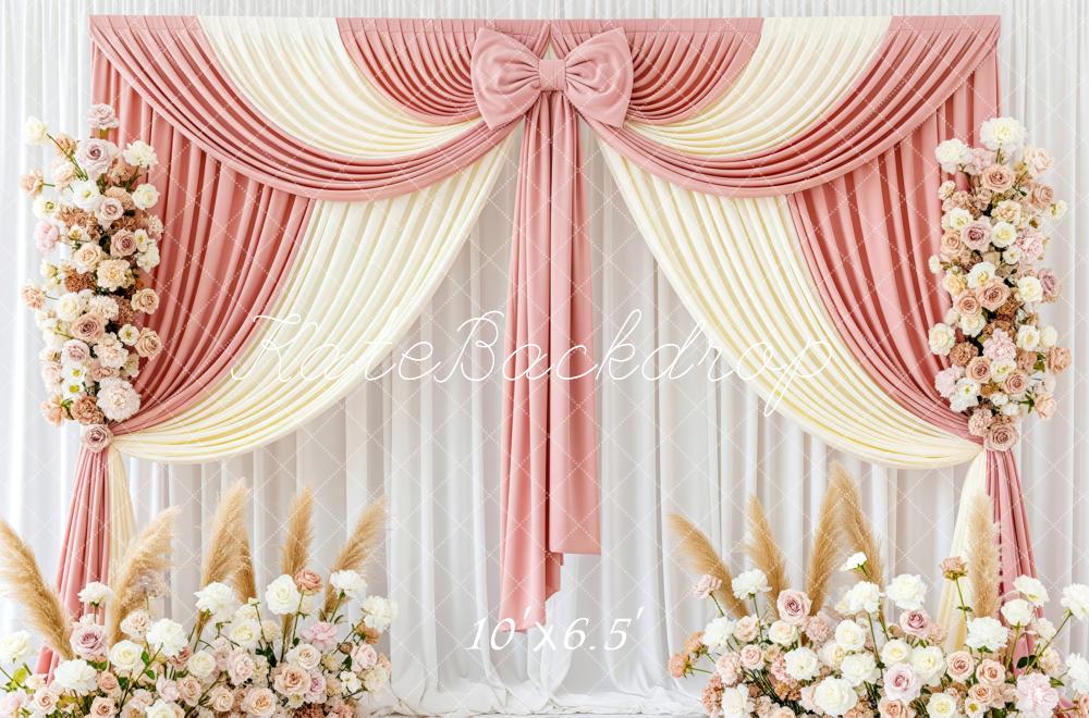 Kate Wedding Pink Cream Drapes Arrangements Backdrop Designed by Patty Robert - Image 4