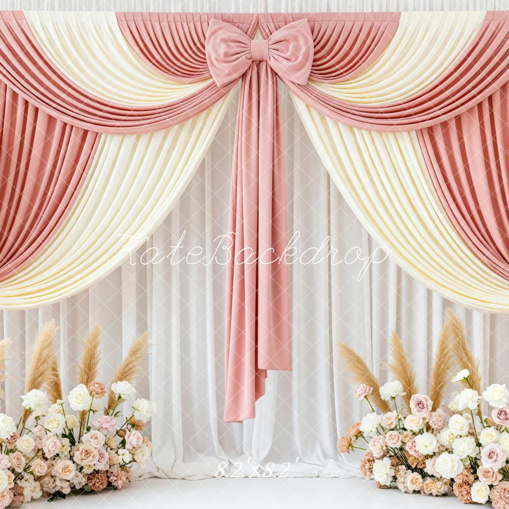 Kate Wedding Pink Cream Drapes Arrangements Backdrop Designed by Patty Robert - Image 5