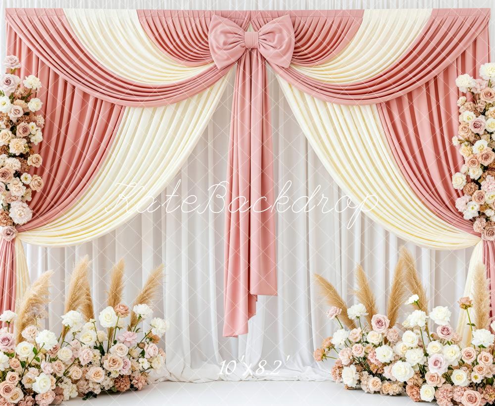 Kate Wedding Pink Cream Drapes Arrangements Backdrop Designed by Patty Robert - Image 6