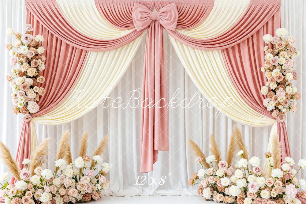 Kate Wedding Pink Cream Drapes Arrangements Backdrop Designed by Patty Robert - Image 8