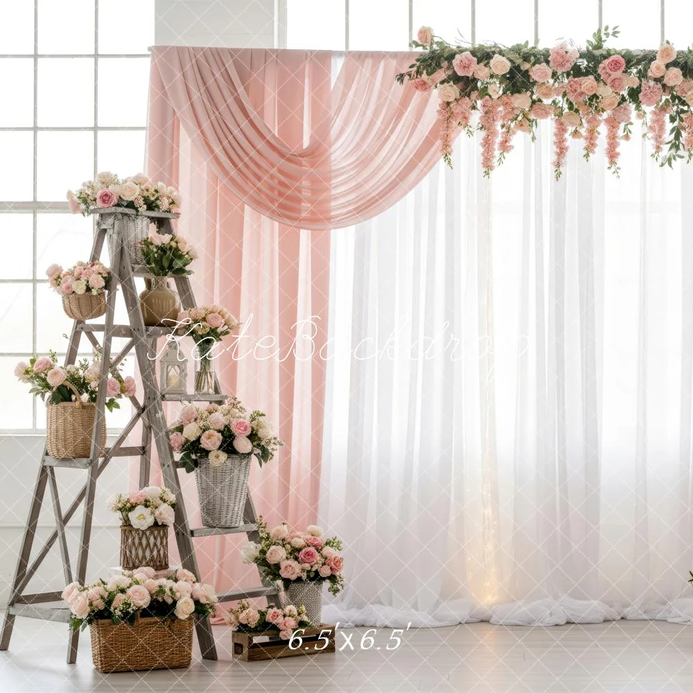 Kate Wedding Pink Floral Ladder Crates Backdrop Designed by Patty Robert - Image 2