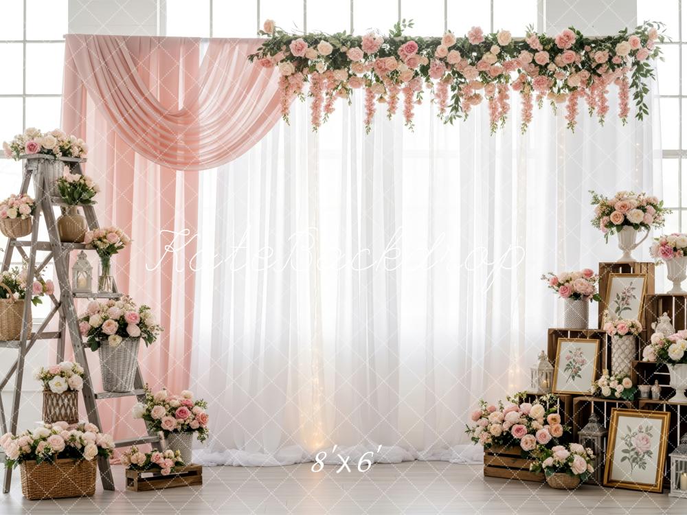 Kate Wedding Pink Floral Ladder Crates Backdrop Designed by Patty Robert - Image 3