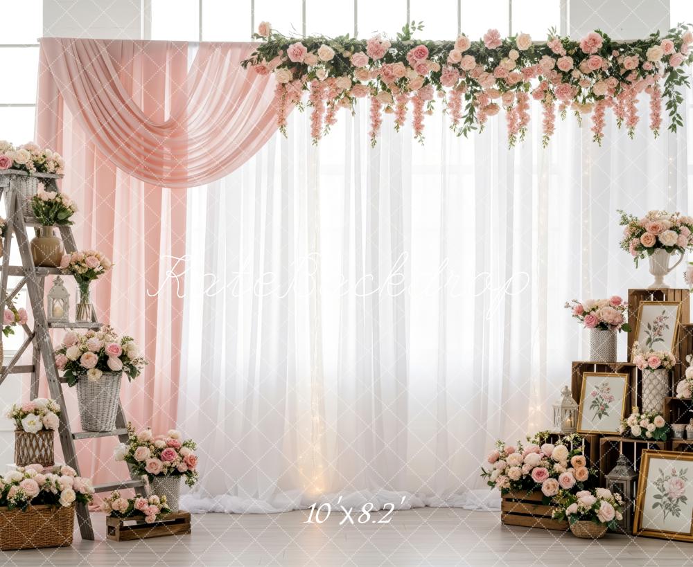 Kate Wedding Pink Floral Ladder Crates Backdrop Designed by Patty Robert - Image 6