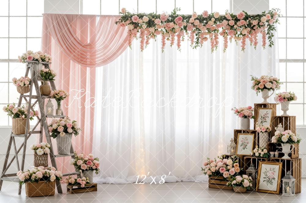 Kate Wedding Pink Floral Ladder Crates Backdrop Designed by Patty Robert - Image 8