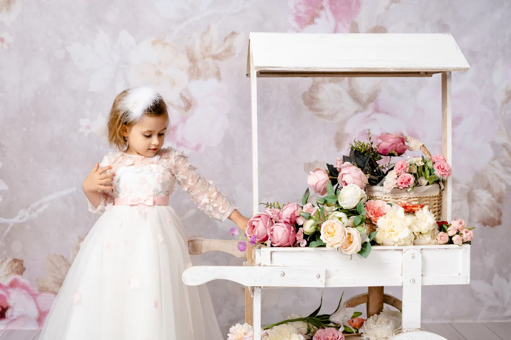 Kate Wedding Retro Old Blurring Flowers Backdrop for Photography Designed by JFCC - Image 5