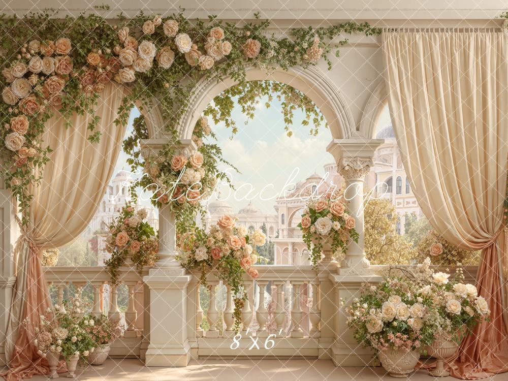 Kate Wedding Rose Arch Balcony Drapes Backdrop Designed by Emetselch - Image 3