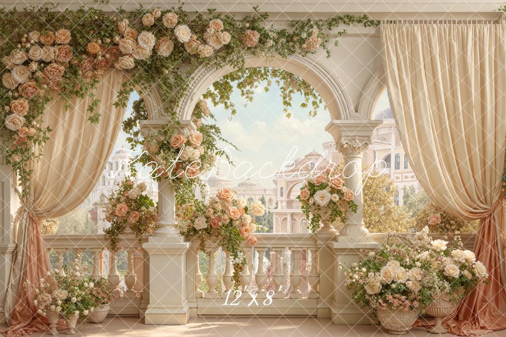 Kate Wedding Rose Arch Balcony Drapes Backdrop Designed by Emetselch - Image 8