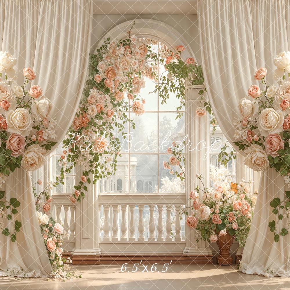 Kate Wedding Rose Cream Curtains Balcony Backdrop Designed by Emetselch - Image 2