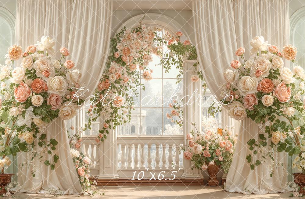 Kate Wedding Rose Cream Curtains Balcony Backdrop Designed by Emetselch - Image 4
