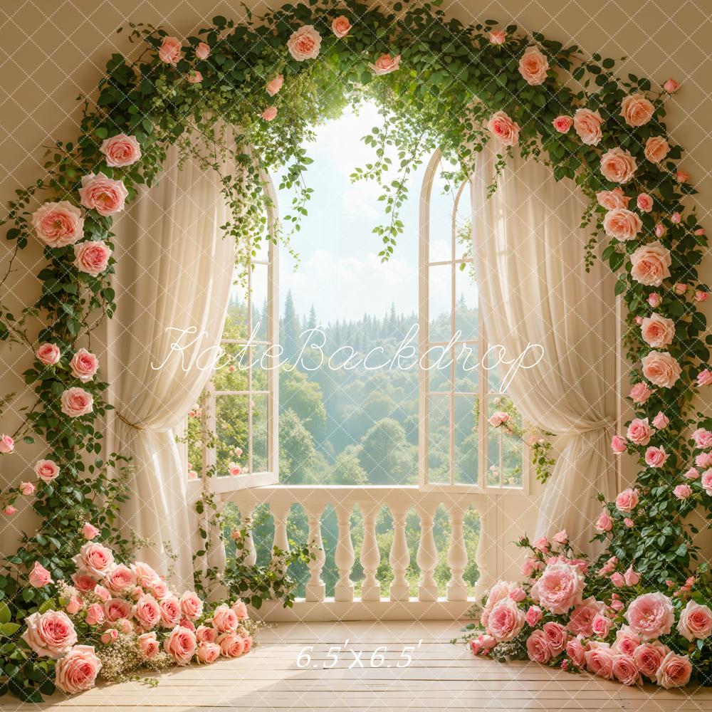 Kate Wedding Rose Floral Arch Window Backdrop Designed by Emetselch - Image 2