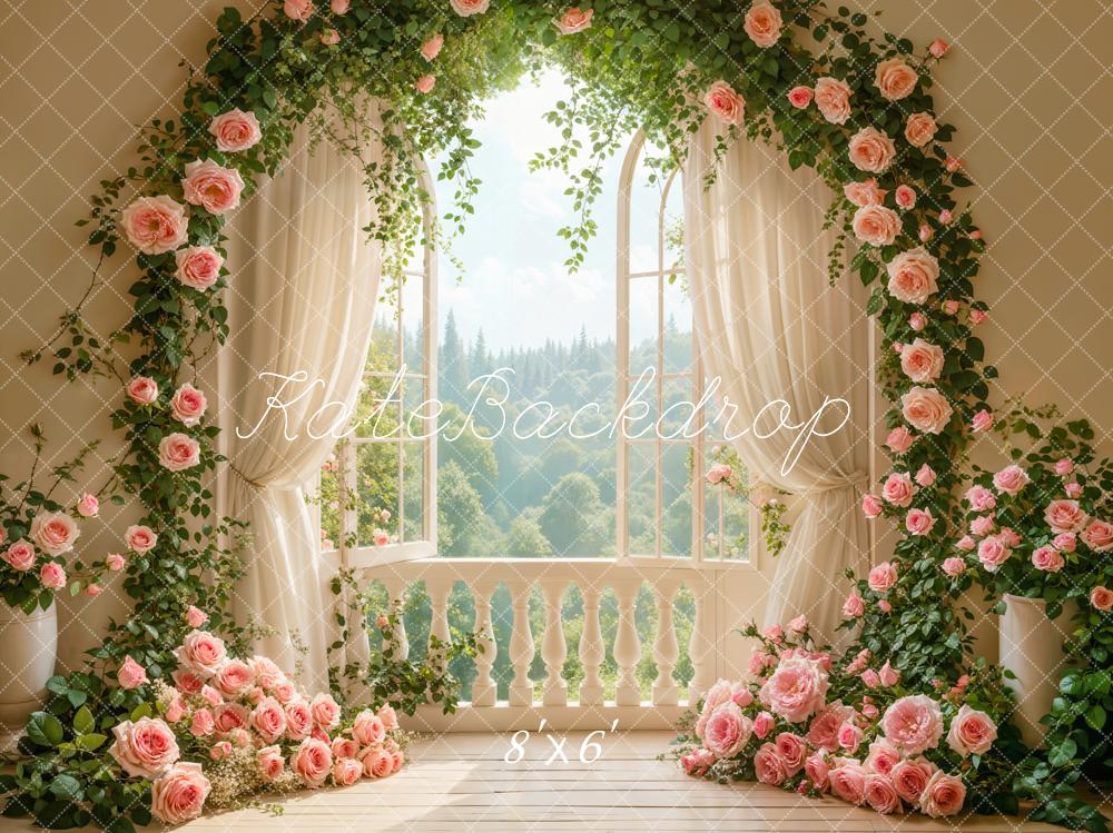 Kate Wedding Rose Floral Arch Window Backdrop Designed by Emetselch - Image 3