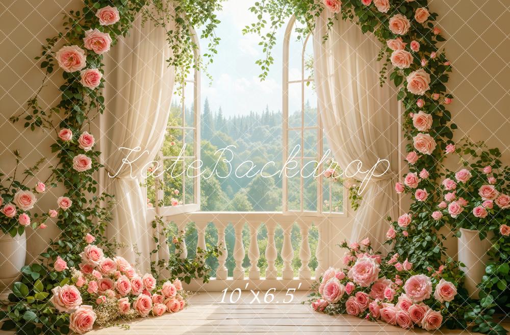 Kate Wedding Rose Floral Arch Window Backdrop Designed by Emetselch - Image 4
