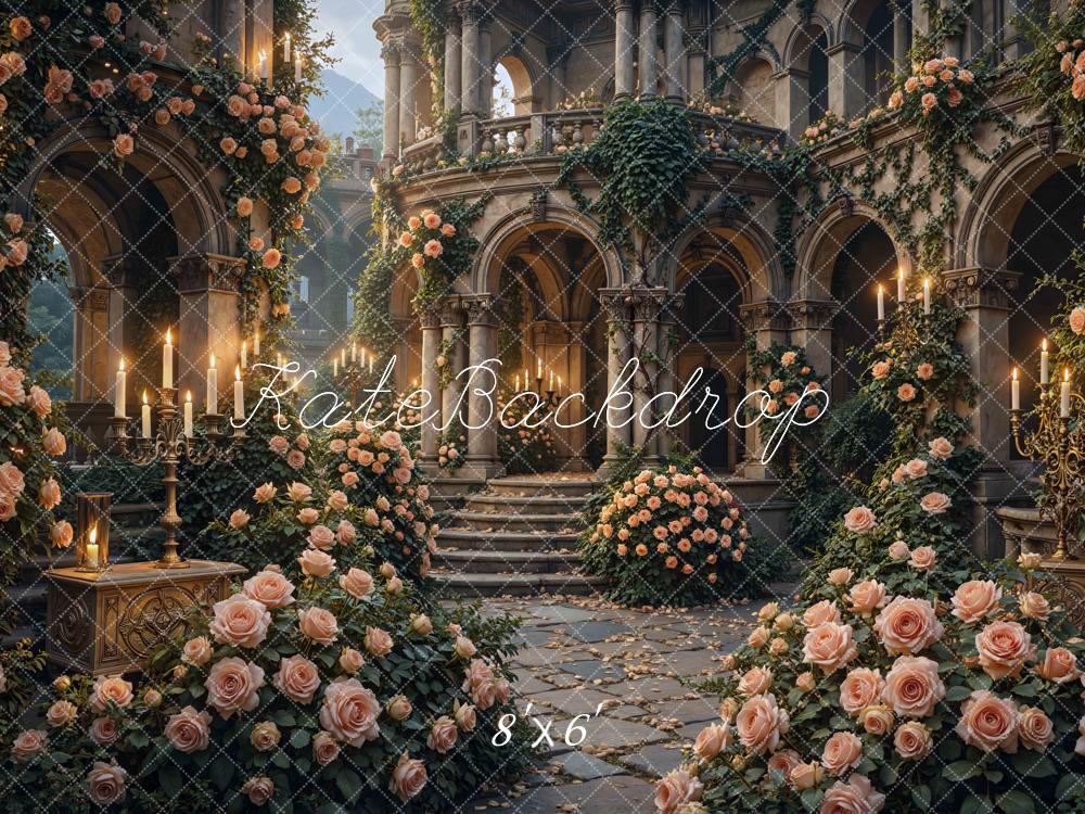 Kate Wedding Roses Candlelight Staircase Arches Backdrop Designed by Mini MakeBelieve - Image 3