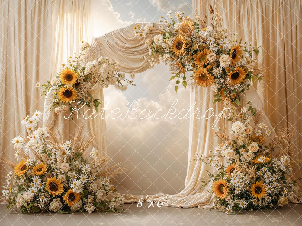 Kate Wedding/Spring Sunflowers Daisies Arch Cream Backdrop Designed by Emetselch - Image 3