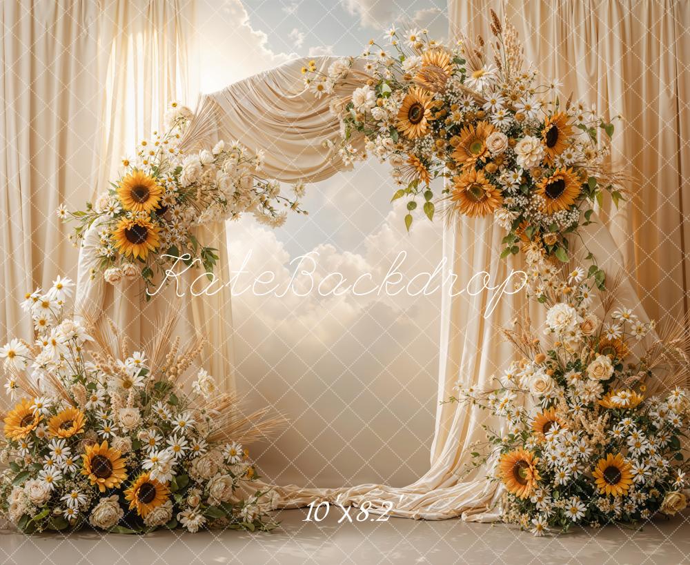 Kate Wedding/Spring Sunflowers Daisies Arch Cream Backdrop Designed by Emetselch - Image 6