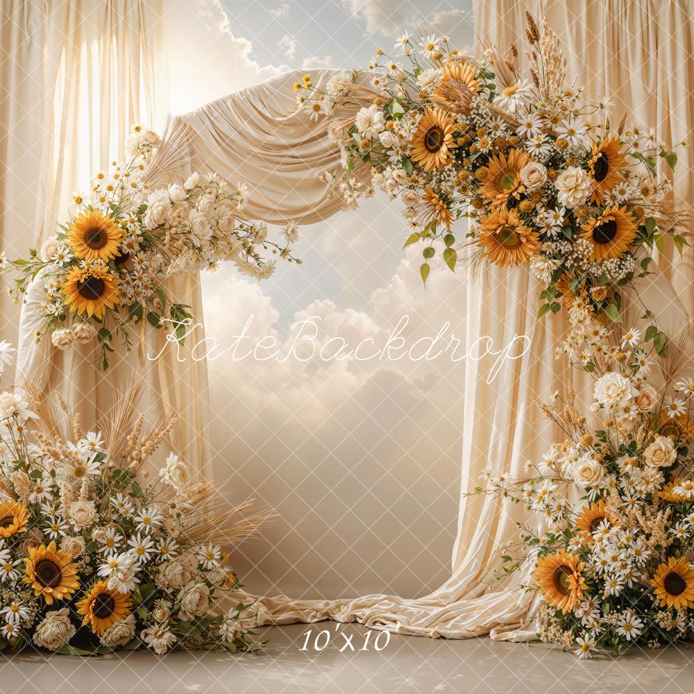 Kate Wedding/Spring Sunflowers Daisies Arch Cream Backdrop Designed by Emetselch - Image 7