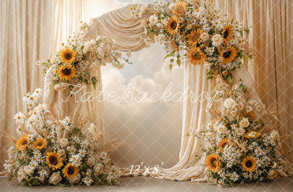 Kate Wedding/Spring Sunflowers Daisies Arch Cream Backdrop Designed by Emetselch - Image 8