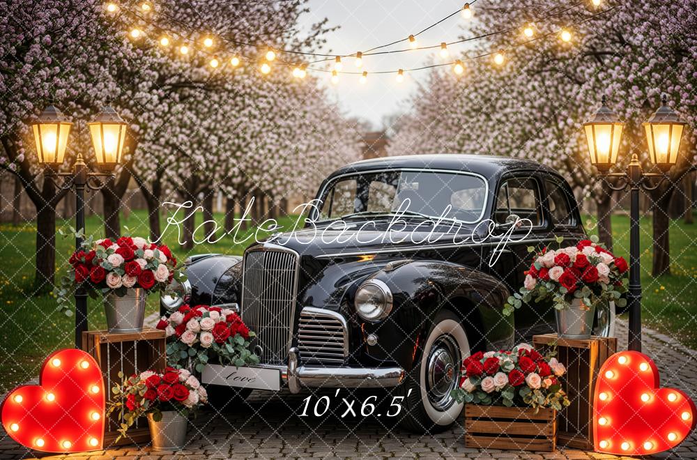 Kate Wedding Vintage Car Heart Lights Backdrop Designed by Patty Robert - Image 4