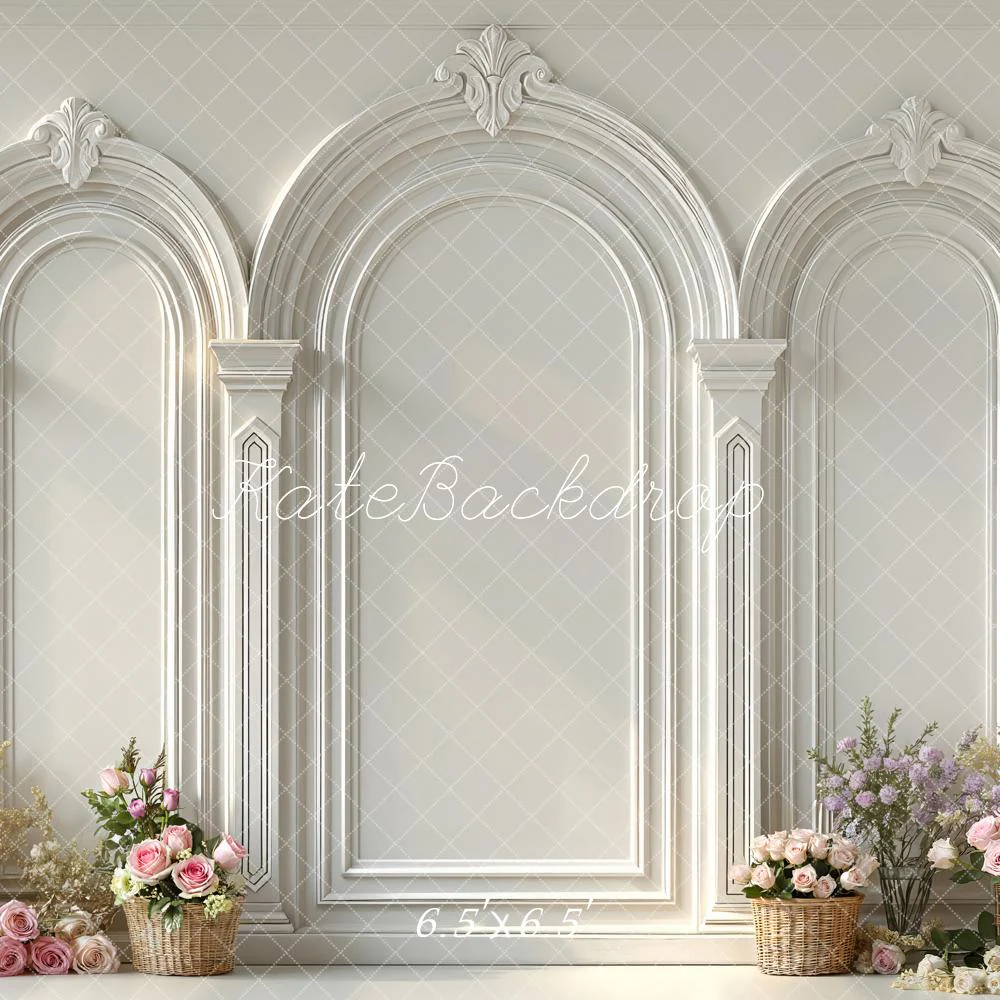 Kate Wedding White Arch Floral Backdrop Designed by Mini MakeBelieve - Image 2