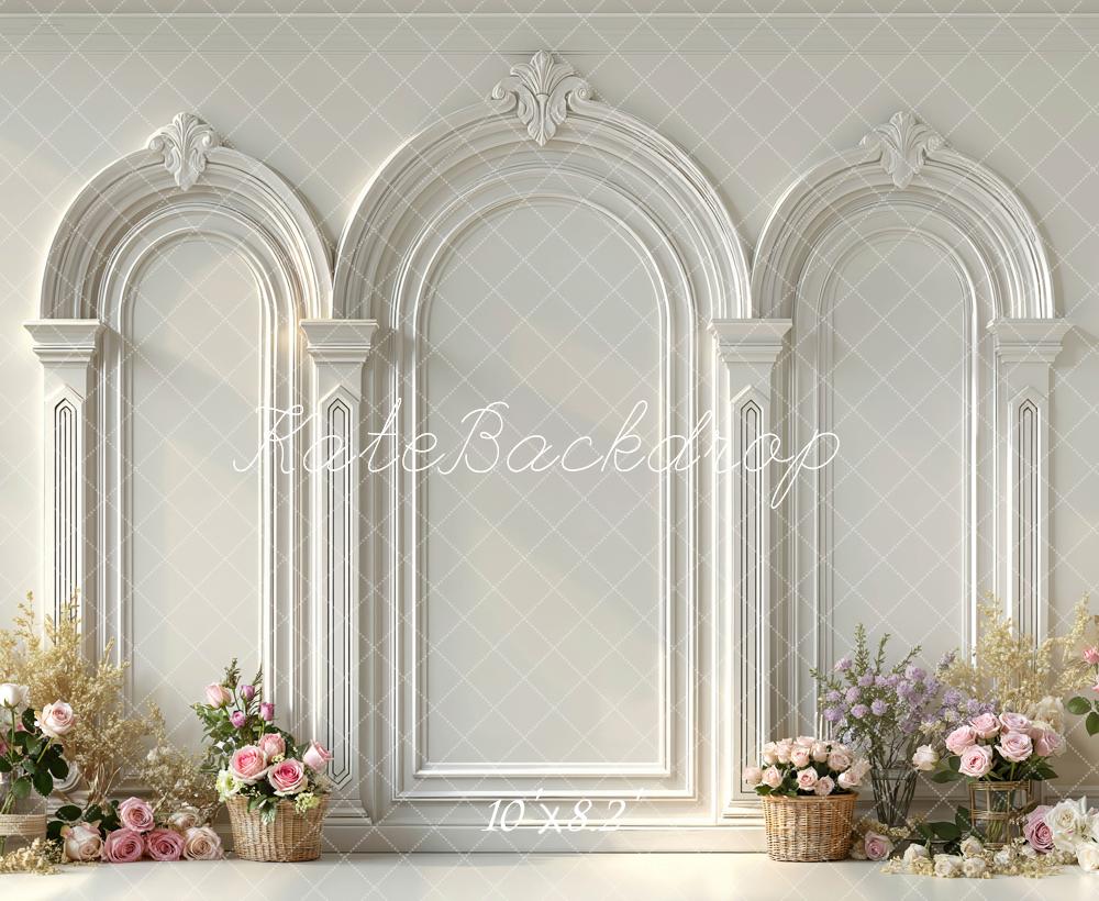 Kate Wedding White Arch Floral Backdrop Designed by Mini MakeBelieve - Image 6
