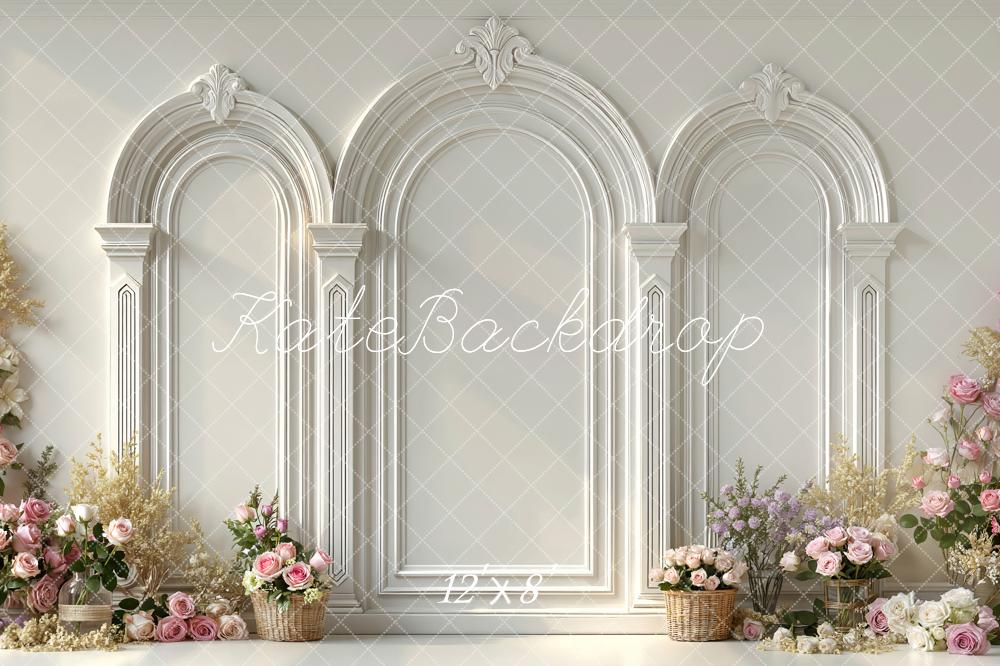 Kate Wedding White Arch Floral Backdrop Designed by Mini MakeBelieve - Image 8