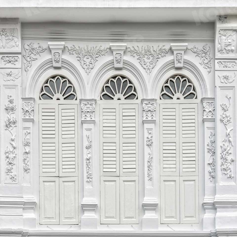 Kate Wedding Retro White Shutter Castle Door Photography Backdrop - Image 2
