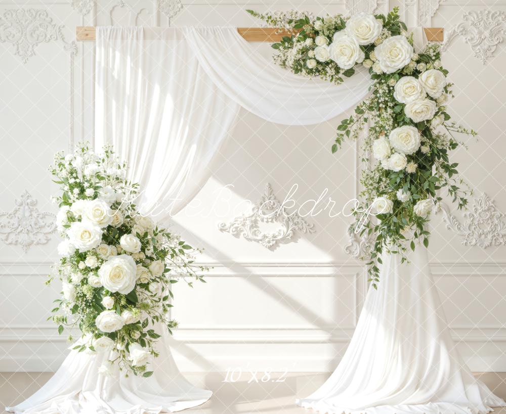 Kate Wedding White Drapes Arch Fleece Backdrop Designed by Emetselch - Image 3