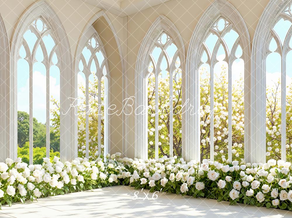 Kate Wedding White Roses Arched Windows Backdrop Designed by Mini MakeBelieve - Image 3
