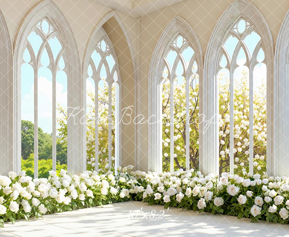 Kate Wedding White Roses Arched Windows Backdrop Designed by Mini MakeBelieve - Image 6