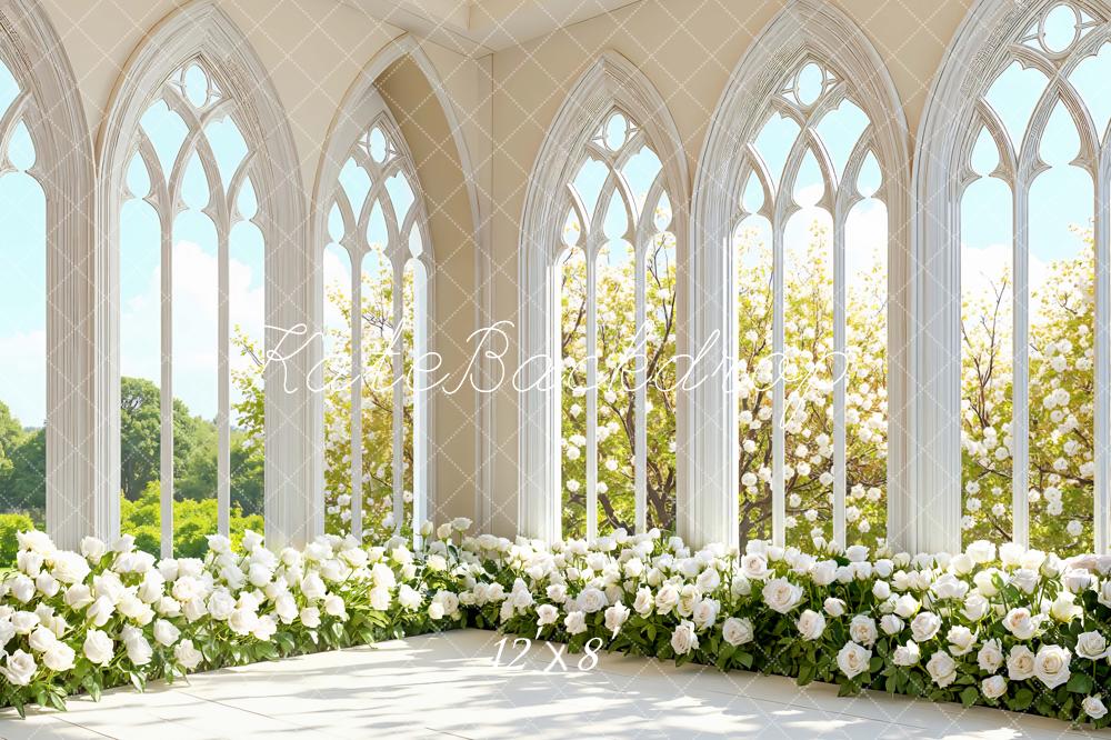 Kate Wedding White Roses Arched Windows Backdrop Designed by Mini MakeBelieve - Image 8
