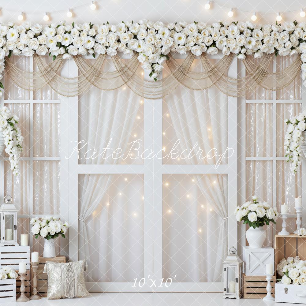 Kate Wedding White Roses Lanterns Elegant Backdrop Designed by Mini MakeBelieve - Image 7