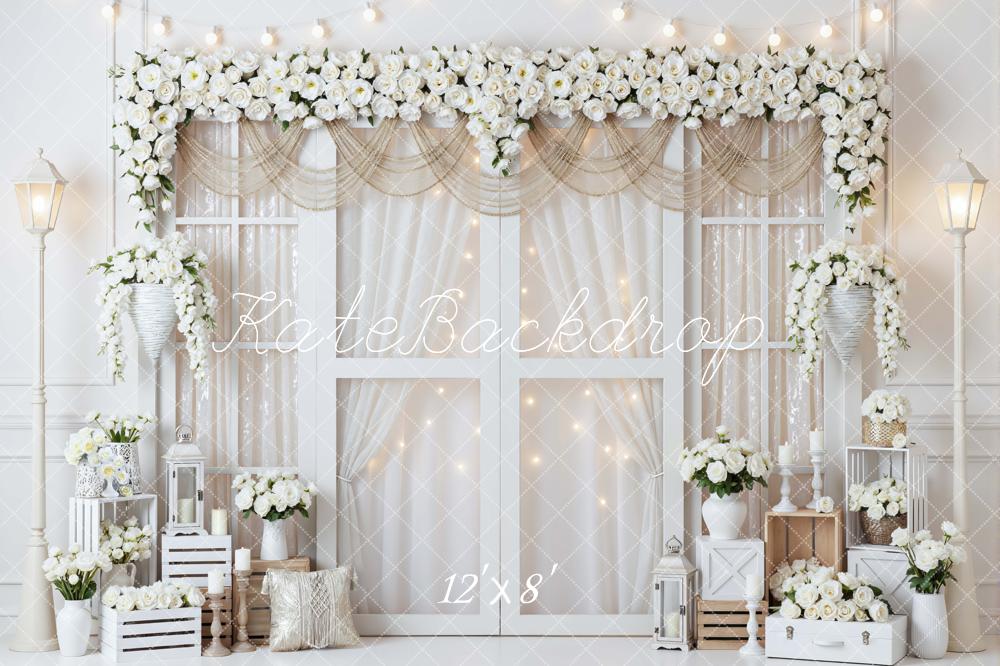 Kate Wedding White Roses Lanterns Elegant Backdrop Designed by Mini MakeBelieve - Image 8