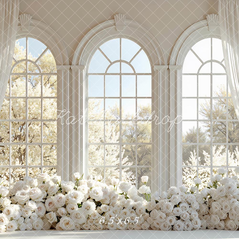 Kate Wedding White Roses Large Windows Backdrop Designed by Mini MakeBelieve - Image 2
