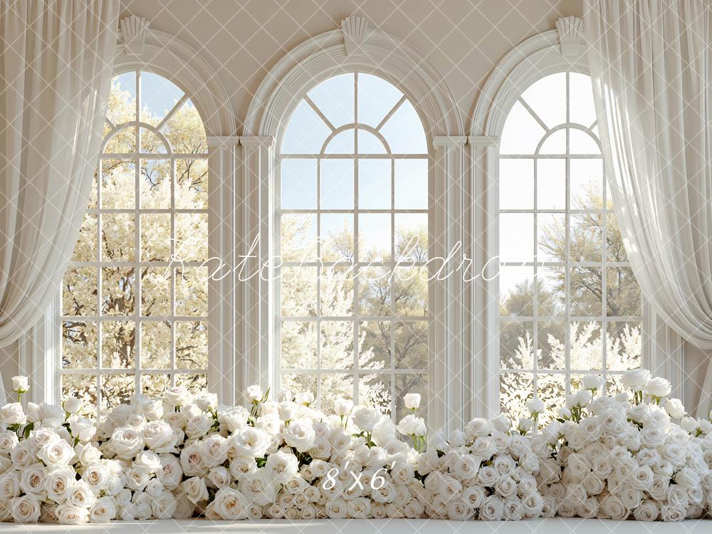 Kate Wedding White Roses Large Windows Backdrop Designed by Mini MakeBelieve - Image 3