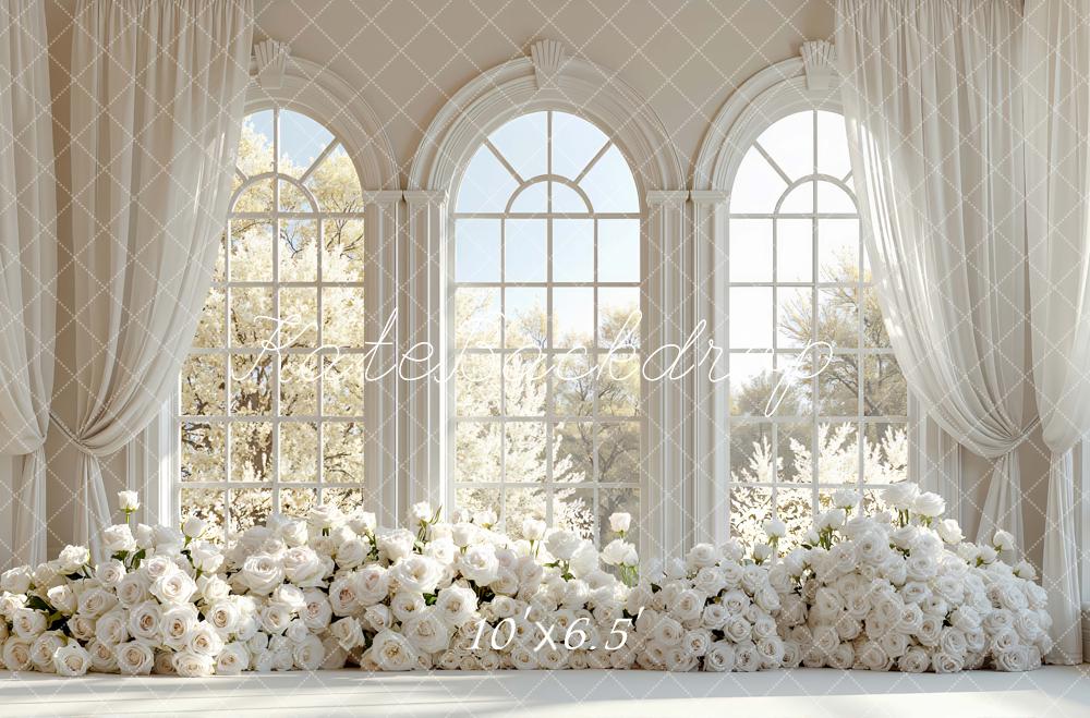 Kate Wedding White Roses Large Windows Backdrop Designed by Mini MakeBelieve - Image 4
