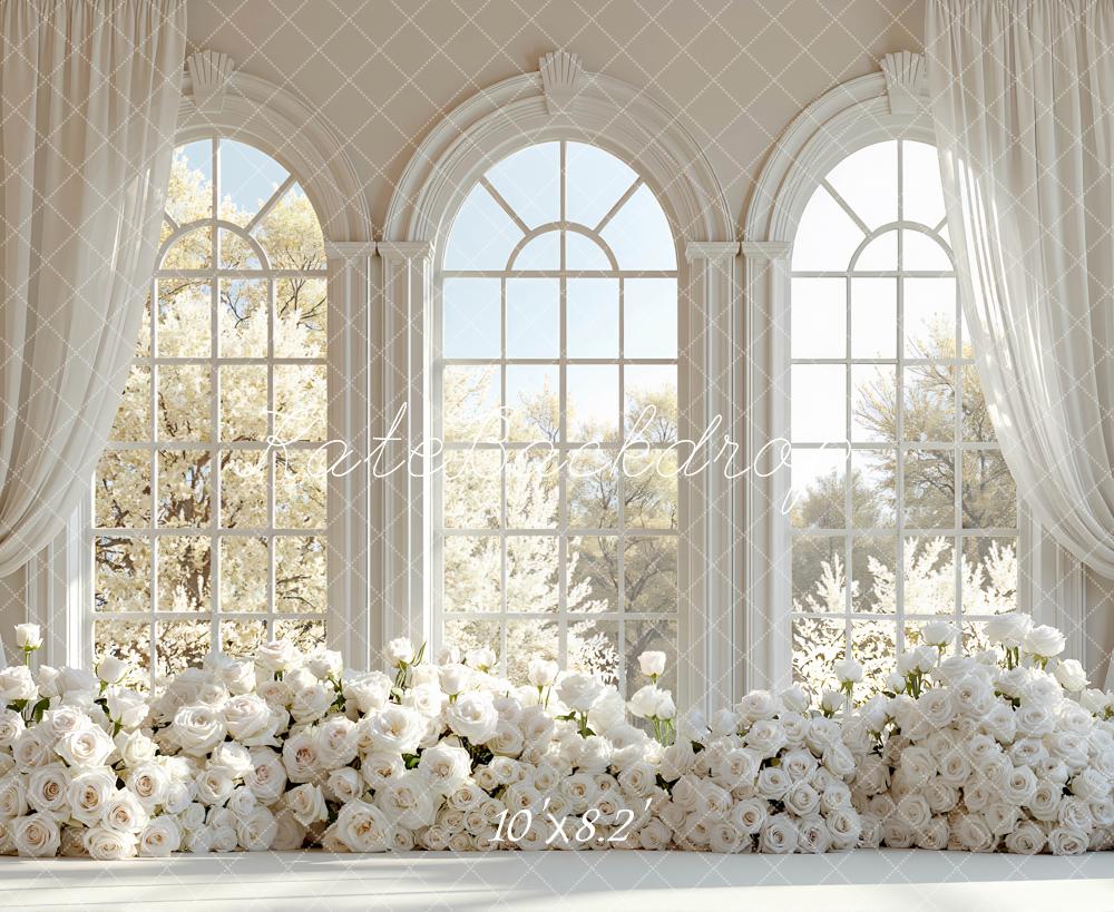Kate Wedding White Roses Large Windows Backdrop Designed by Mini MakeBelieve - Image 6