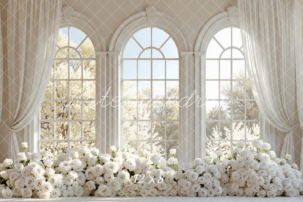 Kate Wedding White Roses Large Windows Backdrop Designed by Mini MakeBelieve - Image 8