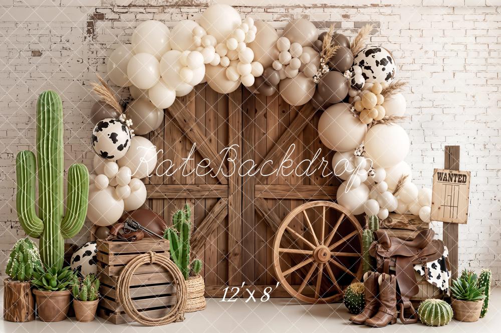 Kate Western Barn Cactus Balloons Cow Backdrop Designed by Emetselch - Image 12