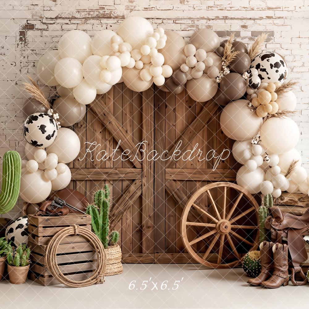 Kate Western Barn Cactus Balloons Cow Backdrop Designed by Emetselch - Image 5