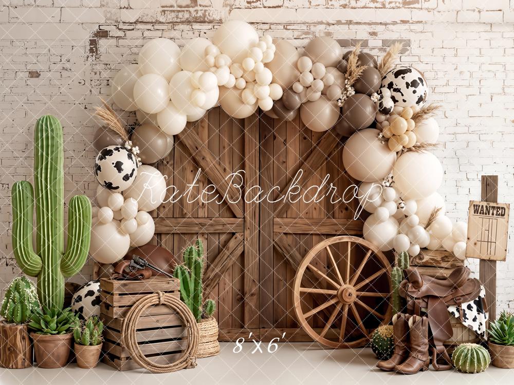 Kate Western Barn Cactus Balloons Cow Backdrop Designed by Emetselch - Image 7