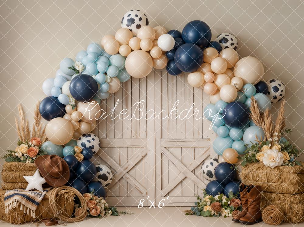 Kate Western Barn Door Balloon Arch Hay Backdrop Designed by Emetselch - Image 3