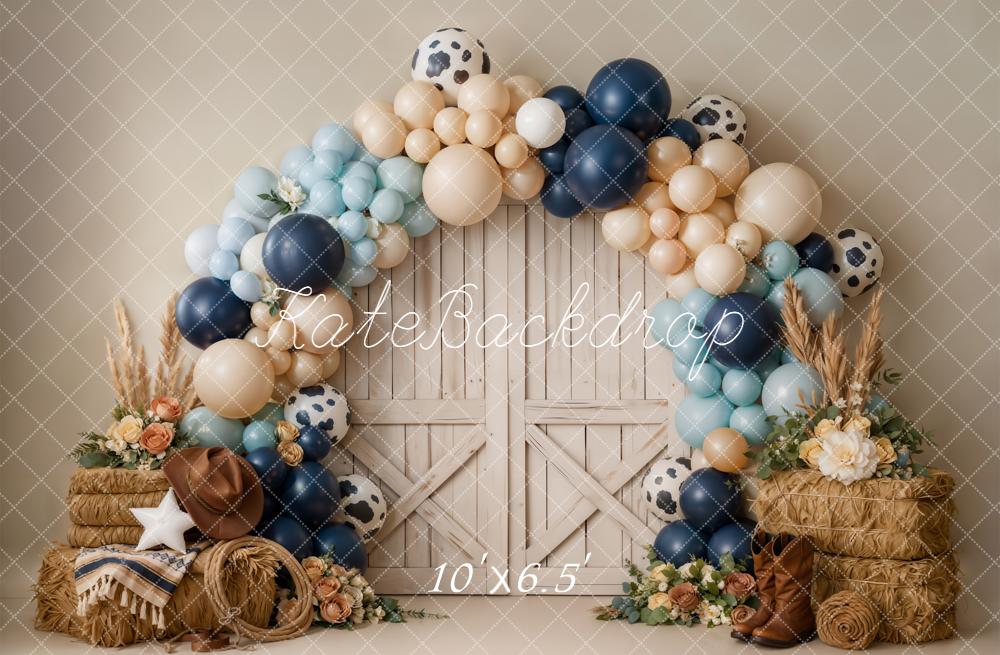 Kate Western Barn Door Balloon Arch Hay Backdrop Designed by Emetselch - Image 4