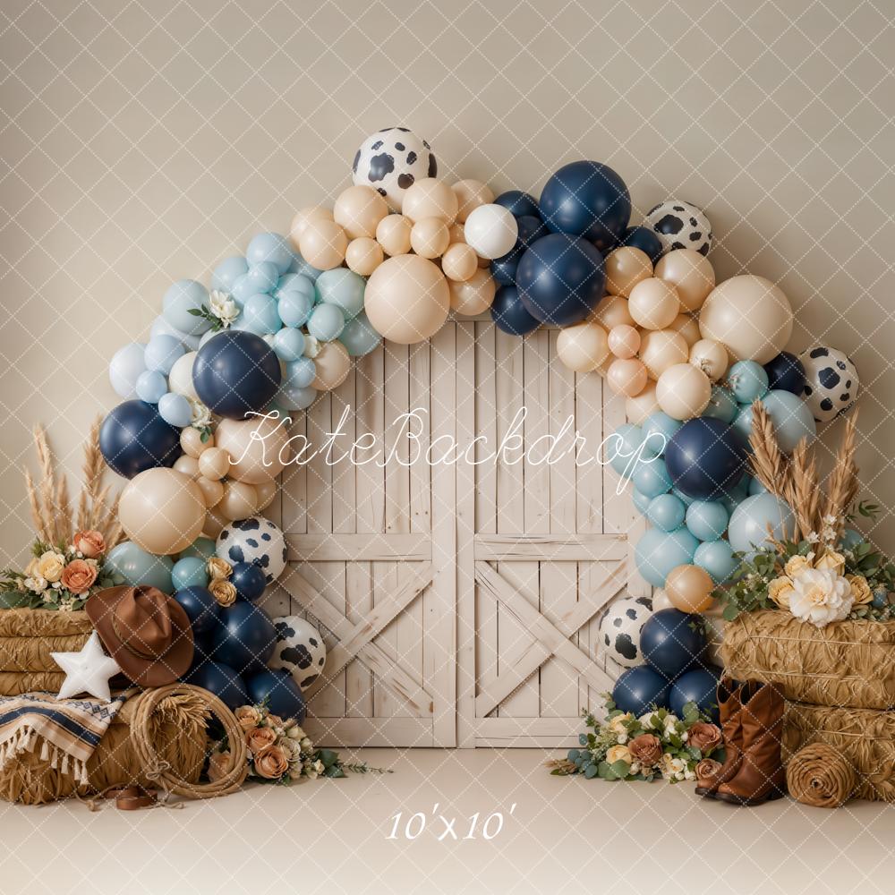 Kate Western Barn Door Balloon Arch Hay Backdrop Designed by Emetselch - Image 7