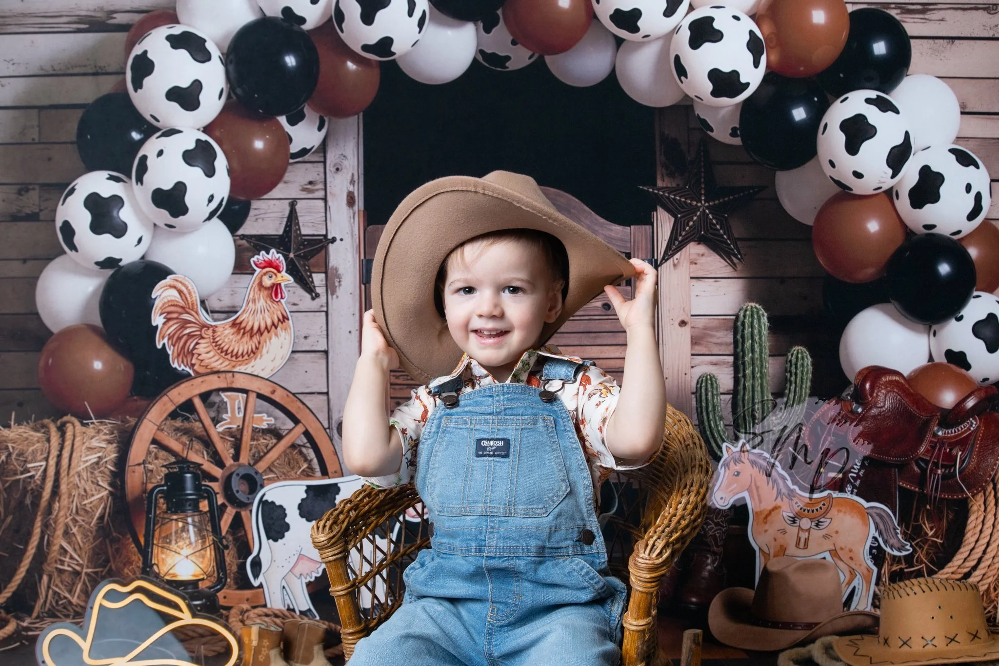 Kate Western Barn Door Cow Balloons Backdrop Designed by Emetselch - Image 3