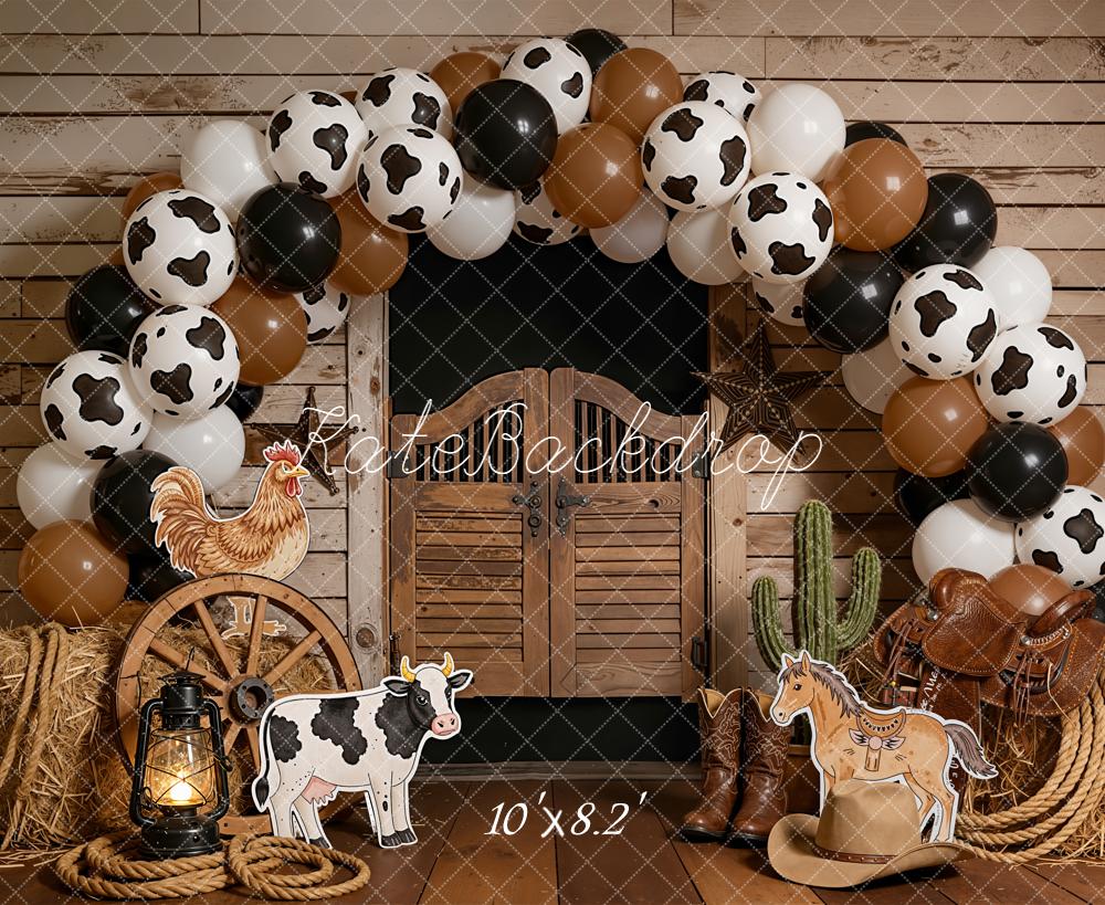 Kate Western Barn Door Cow Balloons Backdrop Designed by Emetselch - Image 8